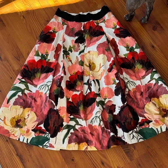 White House Black Market Multicolor Floral A-Line Skirt - Picture 3 of 5